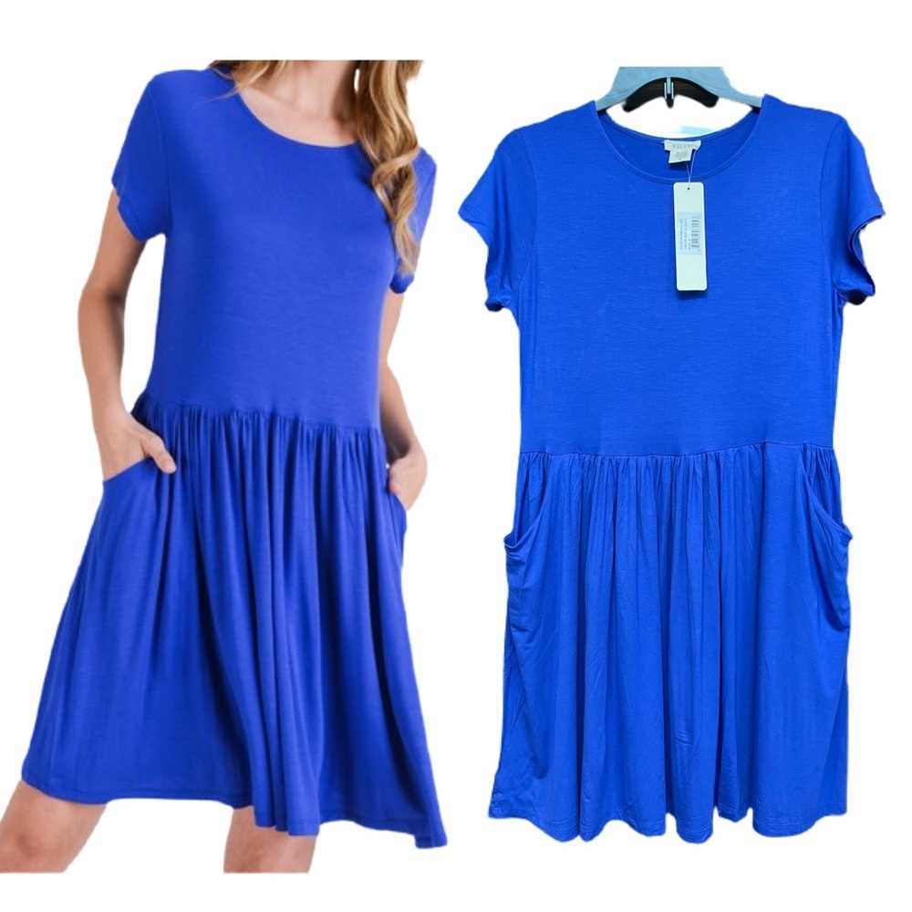 Short Sleeve Babydoll Dress with Pockets NWT!